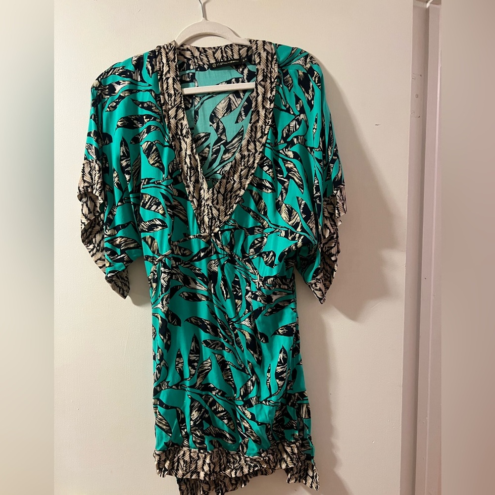 Tropical Leaf Print Swim Coverup